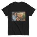 Cannabis-inspired graphic tee featuring a painter creating a Mexican pizza in bold 420 streetwear style