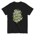 Live, Laugh, Smoke cannabis-inspired graphic tee featuring bold 420 streetwear design