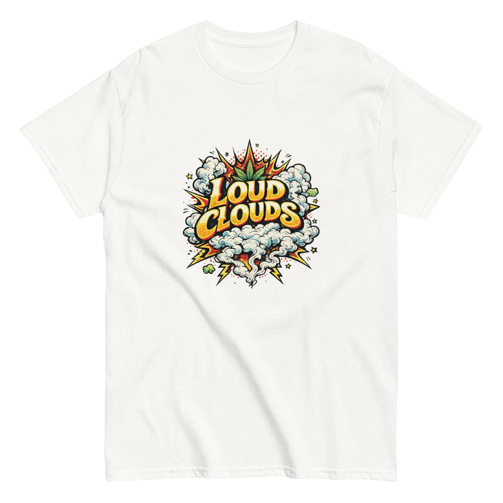 Loud Clouds cannabis-inspired graphic tee featuring bold 420 streetwear artwork