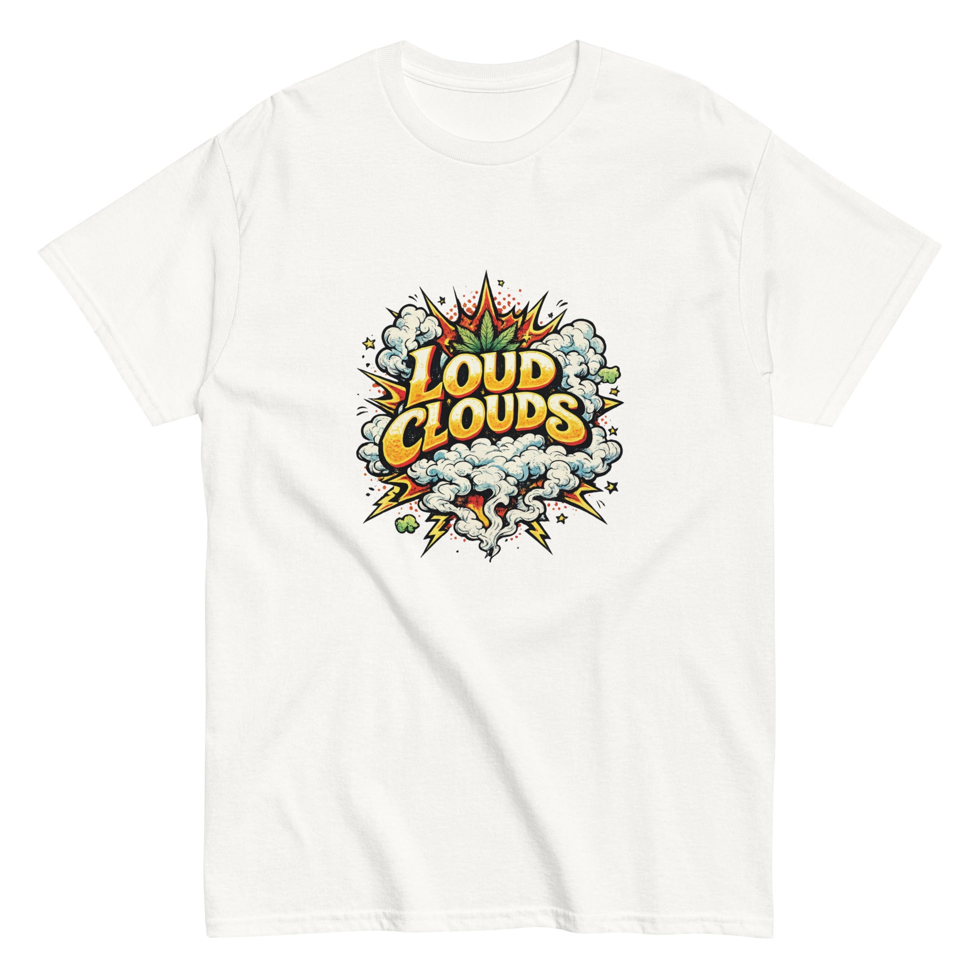 Loud Clouds cannabis-inspired graphic tee featuring bold 420 streetwear artwork