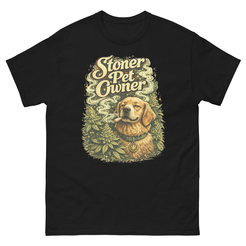 Stoner Pet Owner cannabis-inspired graphic tee for dog lovers and 420 streetwear fans