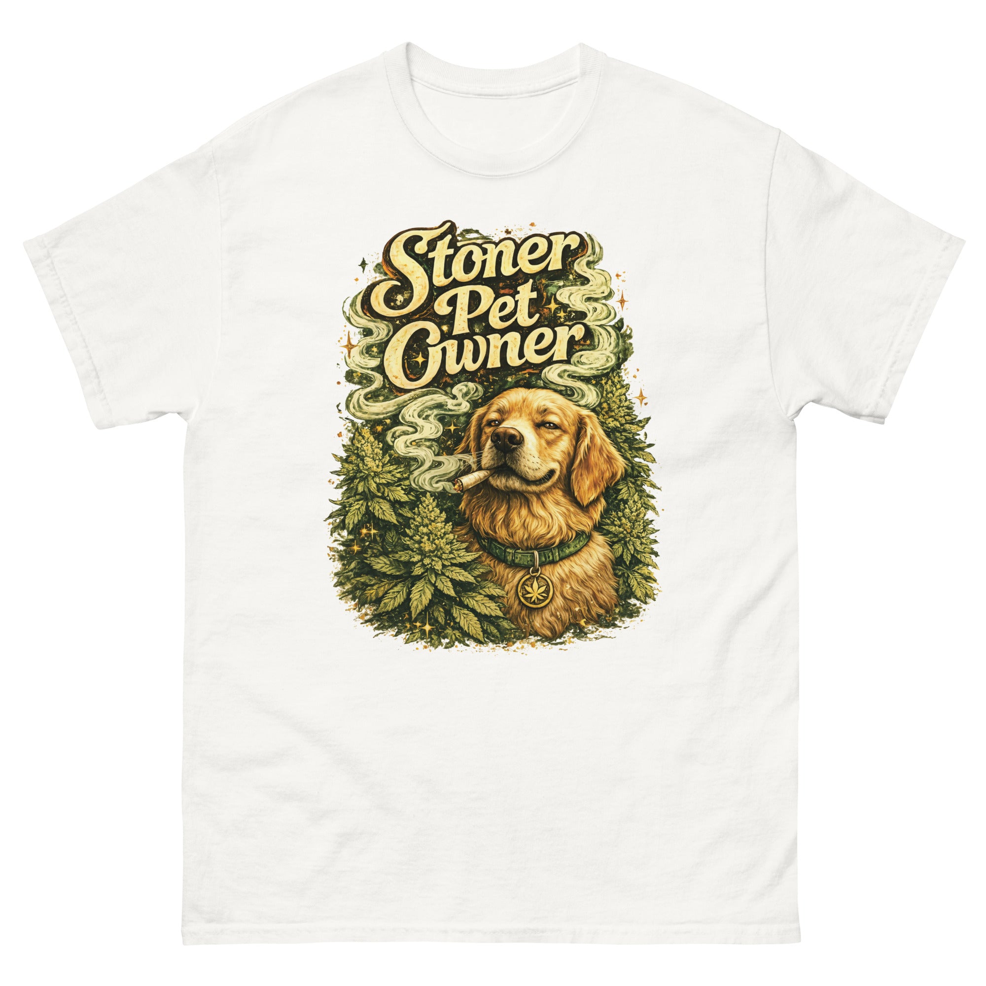 Stoner Pet Owner cannabis-inspired graphic tee for dog lovers and 420 streetwear fans